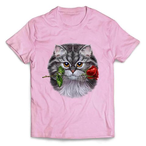 半袖Tシャツ 【グレー 猫 ねこ 薔薇 バラ バレンタイン】 by FOX REPUBLIC