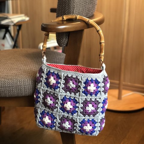 Colore bamboo handle handbag (grey)