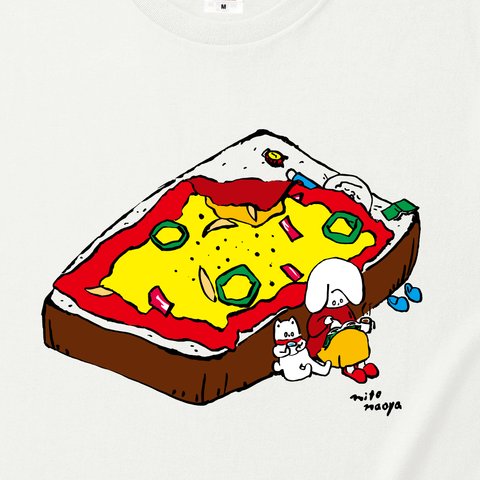 休日ピザトーストTシャツ