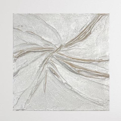 Shine(Platinum White)抽象画 (20Cubic)/北欧/モダン/ホワイト/白/インテリア/絵画