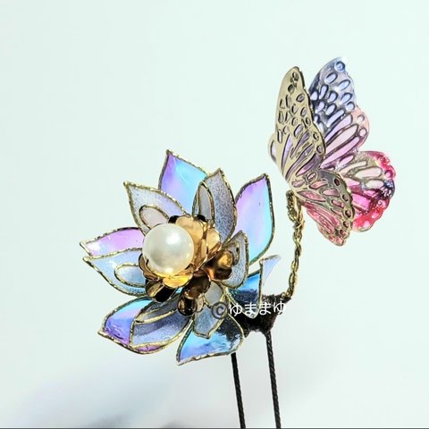 宇宙色のお花の髪飾り🦋