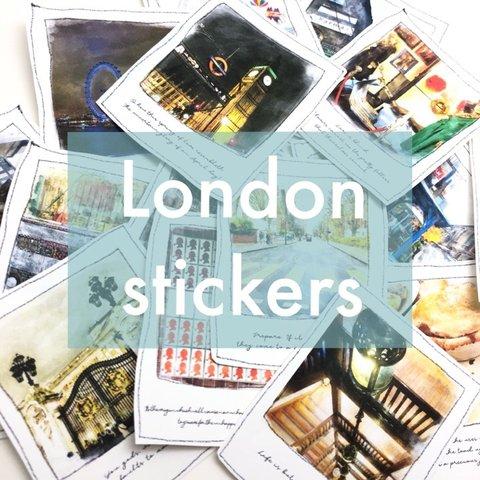 【送料無料中】ポラロイド風シール "Memories of London with William Shakespeare Quotes"