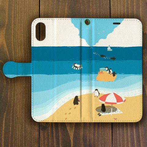 ペンギン【iPhone11・iPhoneXR対応】ペンギンビーチ 手帳型スマホケースiPhone用【各機種あります】