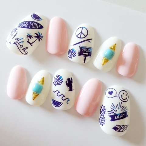 SURF NAIL White×Pink