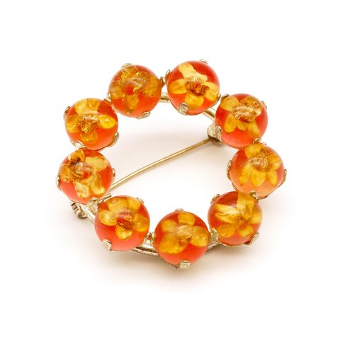 Vintage Dry Flower Dome Brooch