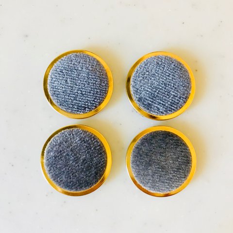 Grey Velour Gold Flame Cabochons