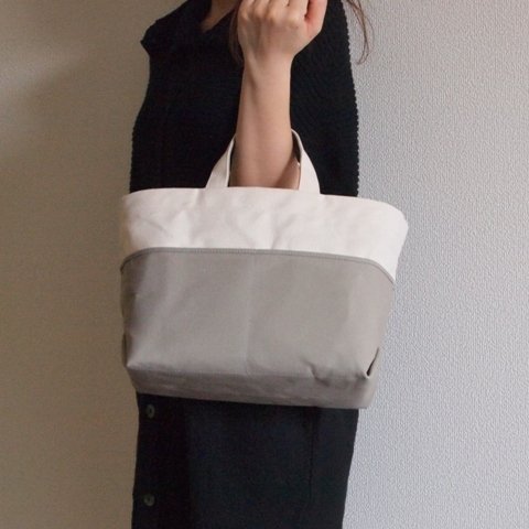 【受注製作】「bicolor tote S」 kinari×gray