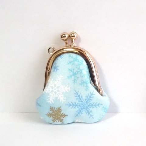 小さいがま口：豆姫：ちっちゃいがま口：littlie purse 378：かわいいがまぐち：小さな財布：雪,結晶,snow