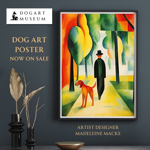 【公園の午後 - ゴールデンレトリバー犬 No.4】モダン 現代アートポスター 犬の絵 犬の絵画 犬のイラスト