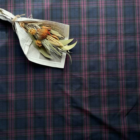 チェック　コットン　チェック　綿　伸縮性　布 【150cm巾、1.5ｍ】