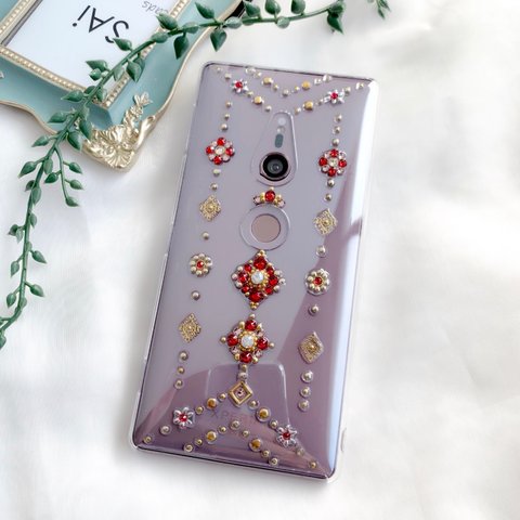 【Xperia 1 IV/5Ⅲ/1Ⅲ/10Ⅲ/5Ⅱ/1 II /10Ⅱ/8/5/1/XZ3/XZ2(compact/premium)】しっとり大人 スカーレットジュエル 