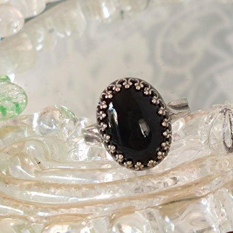 再々・・販・漆黒の石ブラックオニキス ring（SV925可能・8~23号）