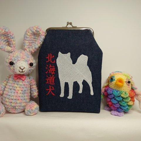 《10》日本犬 北海道犬 刺繍 スマフォケース 赤文字