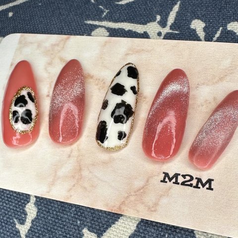 ネイルチップ ピンク アニマル柄 nail つけ爪