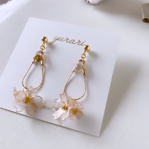 〔さくら〕ディップアートフラワー ピアス/イヤリング