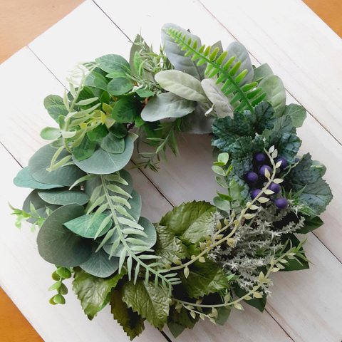 🌿Wild Green Wreath (29cm)父の日　玄関リース　リモート部屋　結婚　新築祝い　誕生日プレゼント