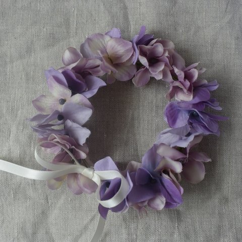 〈ペット〉パープル紫陽花の花かんむり