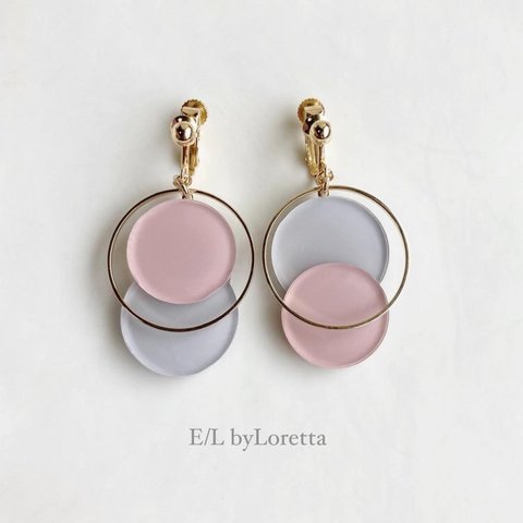 Asymmetry color pallet pierce/earring(Pink×Light Gray)