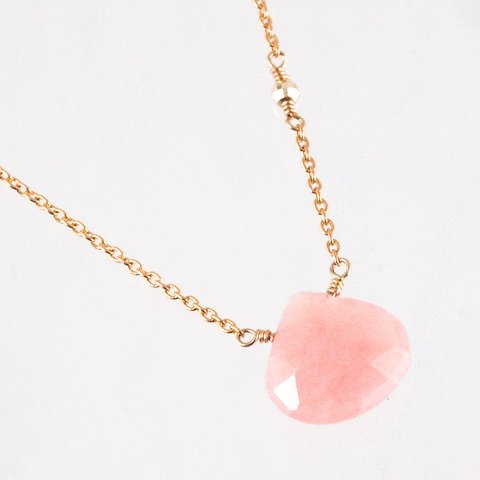 14KGF Pink Opal Mirror Necklace