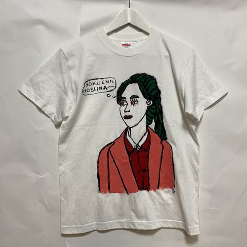 手描きアートtシャツ　「物思いガール」