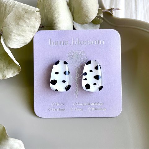 glass trapezoid animal dalmatian Earrings