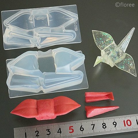 箸置き 折り鶴立体 組立て型　和/食器/鶴/モールド