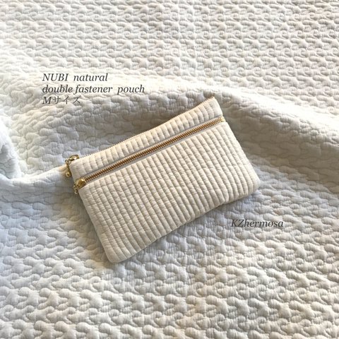 Mサイズ　NUBI natural double fastener pouch ダブルファスナーポーチ　ヌビ　マスクケース