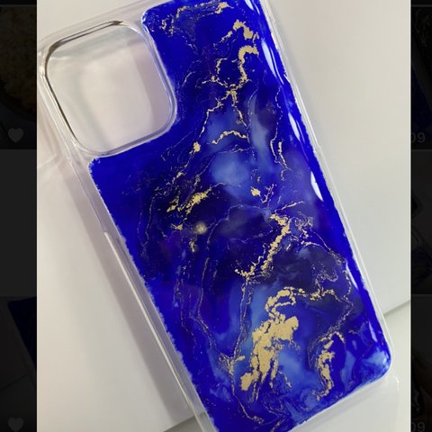 【BLUE】ギャラクシー/iPhoneケース/ハンドメイド/インクアート