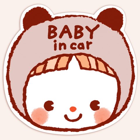 ベビー　BABY IN CAR マグネットステッカー(スマイルベージュパンダちゃん）