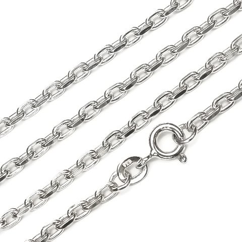 SILVER925 ネックレス あずき2面カットチェーン 2.4mm［ロジウム］ 50cm【1コ販売】(SVNEK-005-50cm