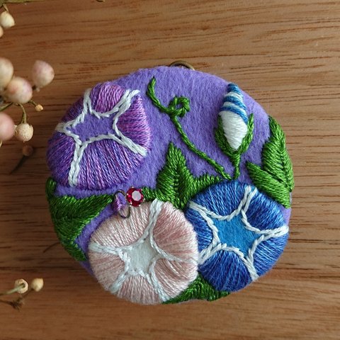 刺繍チャーム(&ブローチ)* 朝顔