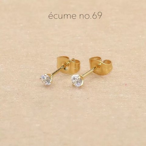 送料無料【no.69】czダイヤ ジルコニアストーンピアス 3mm