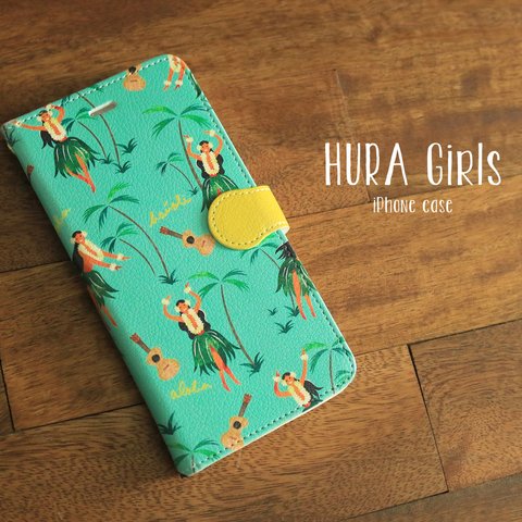  iPhone 手帳型スマホケース 【HULA Girls】