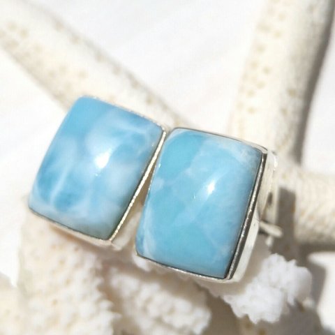 Sold out!! 海の欠片カフスボタン-波が打ち寄せる海辺のような模様♡プレゼントにオススメ！スタイリッシュなラリマーのカフスボタンsilver925