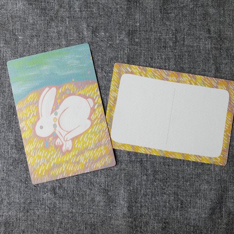 【走るウサギ】2枚セット ポストカード メッセージカード 誕生日カード