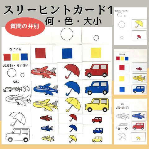 スリーヒントカード★なに なにいろ おおきい　療育　発達障害　言語訓練