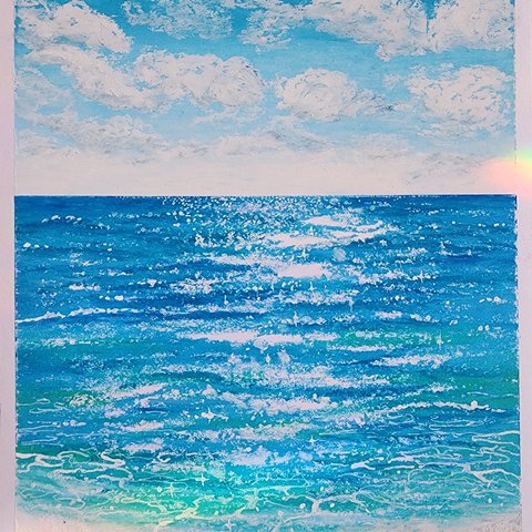 パステル　海の絵　風景画