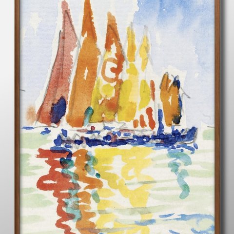 5161■ポスター　絵画　A3サイズ　『ポール・シニャック　ヨット　海』　アート　イラスト　デザイン　上級マット紙採用　北欧