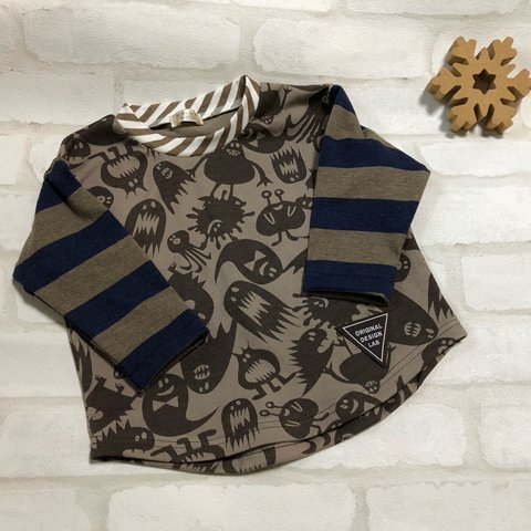 【sale】70*肩落ちラウンドプルオーバー（モンスター×ボーダー））