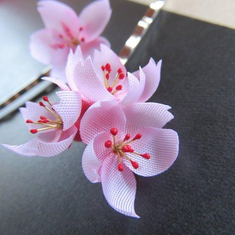 ［造花］桜のヘアピン 春 ピンク 花 袴 髪飾り ヘアアクセサリー 入学式*