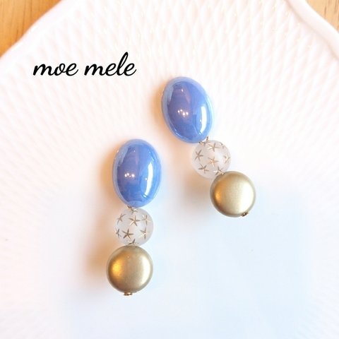 Space blue & Star gold ピアス／イヤリング