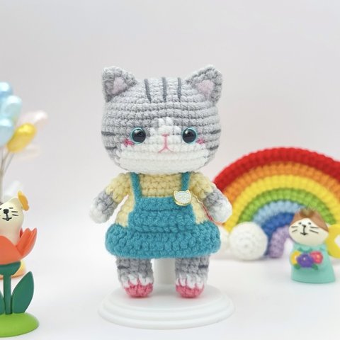 【受注作製】サバトラ　サバ白　猫ちゃん　あみぐるみ　ハンドメイド