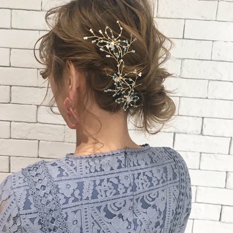 シェリヘアデザイン満丸香澄さん×ブルージュコラボヘア 髪飾り お呼ばれヘアアクセサリー G-006
