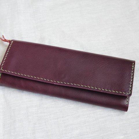 【受注生産】ラクダ革のシンプルな長財布（マチ付小銭入れ）
