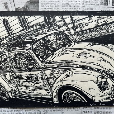 beetle 車 版画