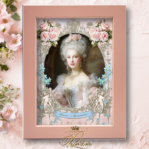 マリーアントワネット額付アートプリント★マリー薔薇の肖像★ヴィンティージ・ヴィクトリアン Marie Antoinette Art Print