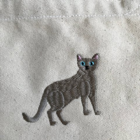 ロシアンブルー刺繍トート