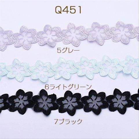 送料無料 2m個 刺繍ワッペン フラワーE 6弁花 45×45mm 全7色【2m(約54ヶ)】 Q451-7