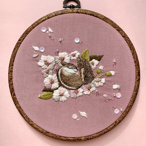 『春爛漫』ファブリックパネル　刺繍パネル　パネル　刺繍　額　刺繍フレーム　インテリア