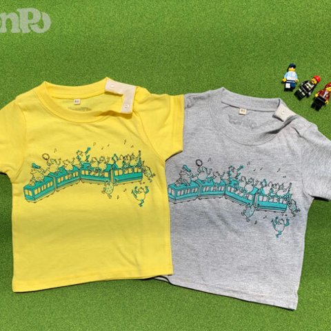 カエル電車ベビーTシャツ おくやまゆか